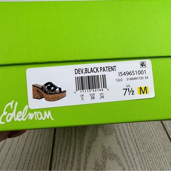 Sam Edelman Women's Dev Chunky Cork Platform Sandals 7.5 Black Patent $150 - Picture 10 of 10